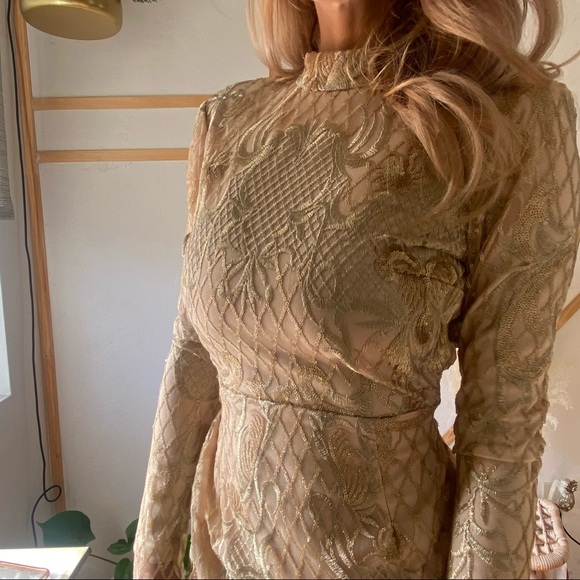 Neck Long Sleeve Backless Sequin Bodycon dress - Picture 6 of 10